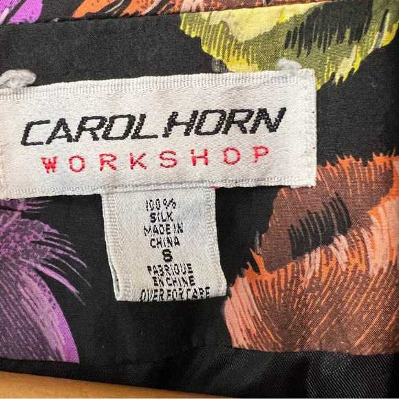 Carol Horn Vintage 100% Silk Allover Feather Print Blazer Multicolor - Picture 6 of 6